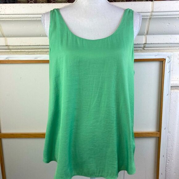 Banana Republic Fresh Green lined chiffon Sleeveless blouse scoop neck and back - Picture 1 of 9